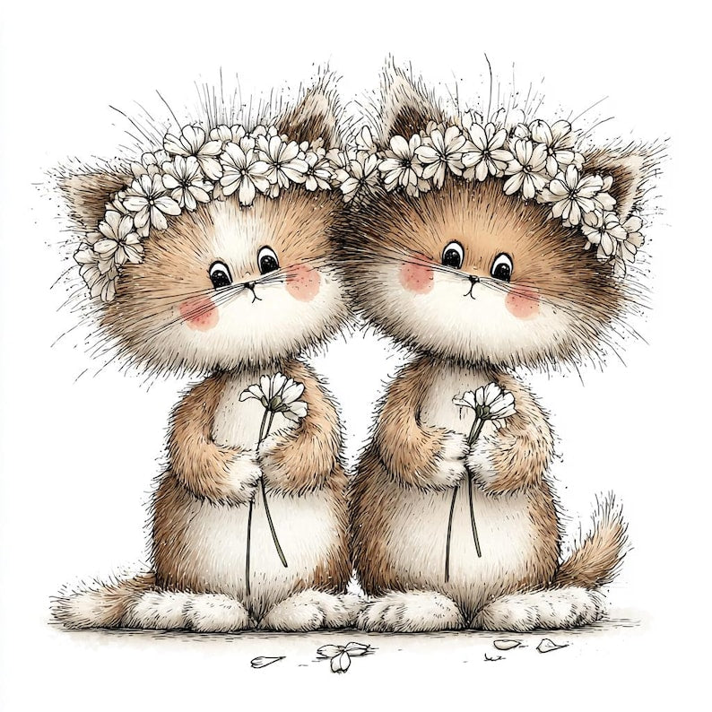 Wooden necklace, eco-friendly, handmade, personalized: 44 JPG Whimsical Cat Clipart