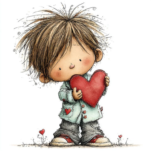 35 JPG Whimsical Valentine Boy Clipart – Cute Watercolor Love Character – Festive JPG Illustrations (Digital Download)