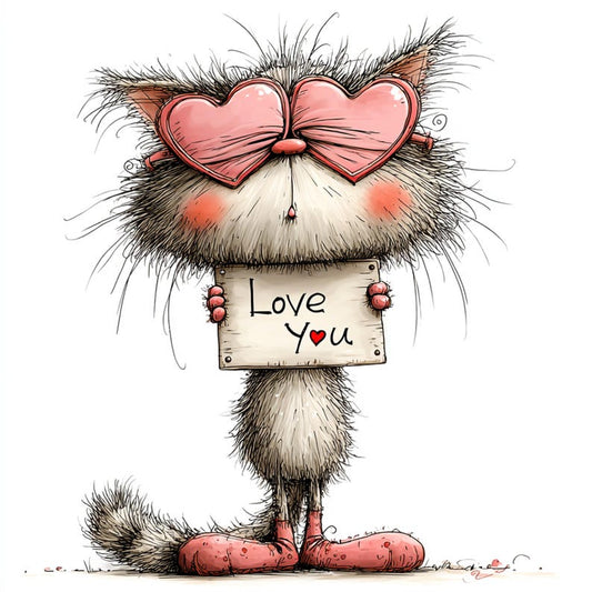 40 JPG Whimsical Cats Valentine's Day Clipart: Love Graphics (Digital Download)