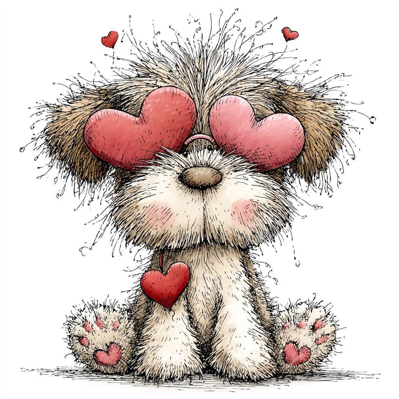 49 JPG Whimsical Dogs Valentine's Day Clipart: Love Graphics (Digital Download)