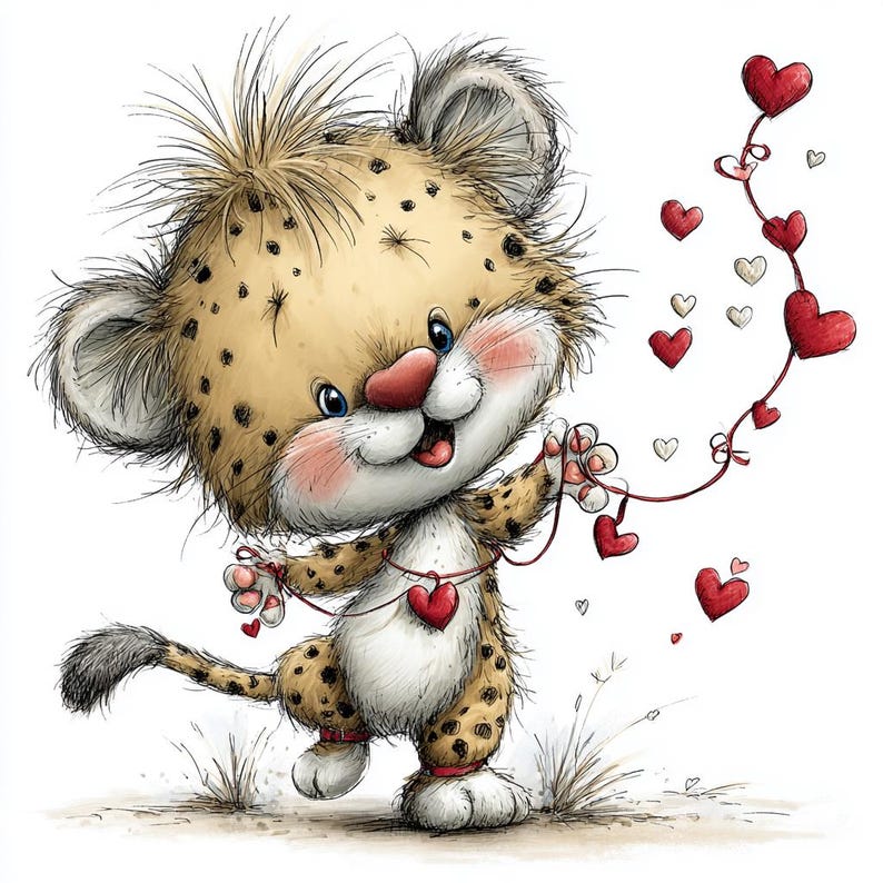 41 JPG Valentine Safari Animals Clipart – Cute Jungle Animals