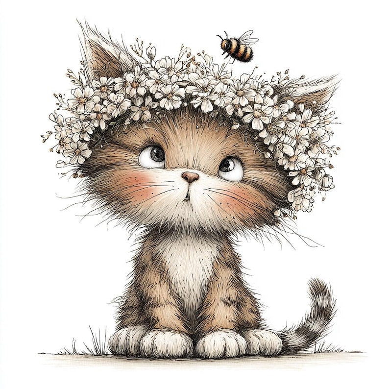 Wooden necklace, eco-friendly, handmade, personalized: 44 JPG Whimsical Cat Clipart